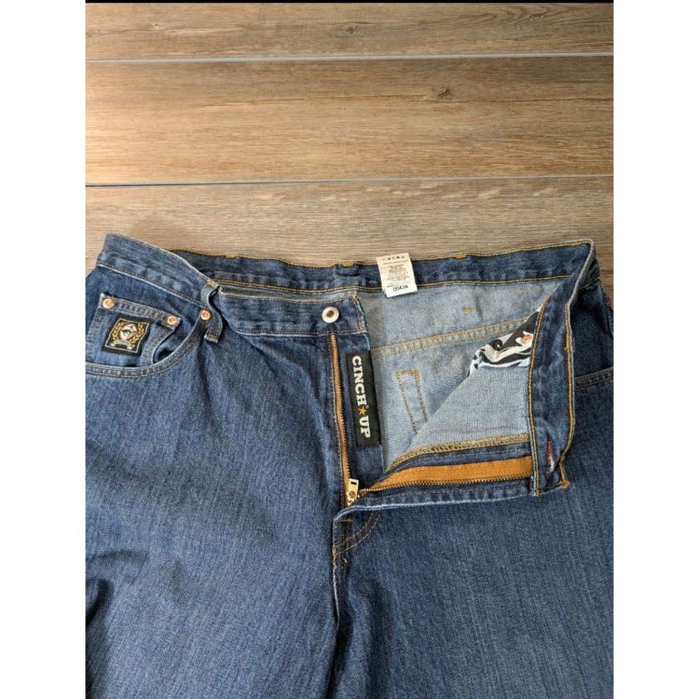 Cinch Jeans Mens 38x34 Blue Denim Black Label Rigid Loose Fit Tapered Cowboy - Picture 3 of 10